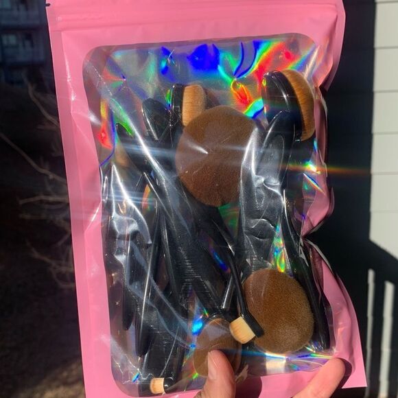 Black 10 piece paddle oval brush set - Picture 3 of 5